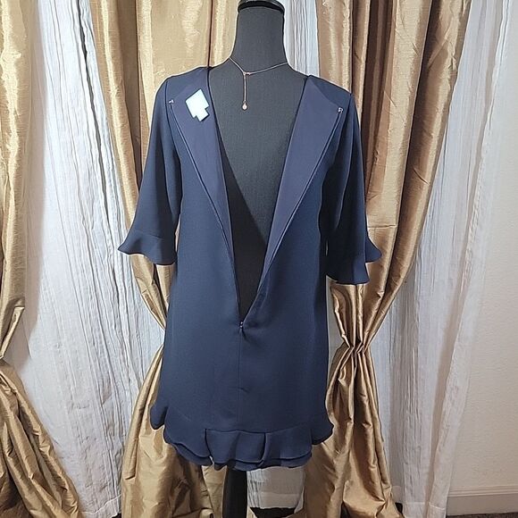 CeCe by Cynthia Steffe Navy Blue Kate Ruffled Hem Shift Dress - Picture 12 of 16